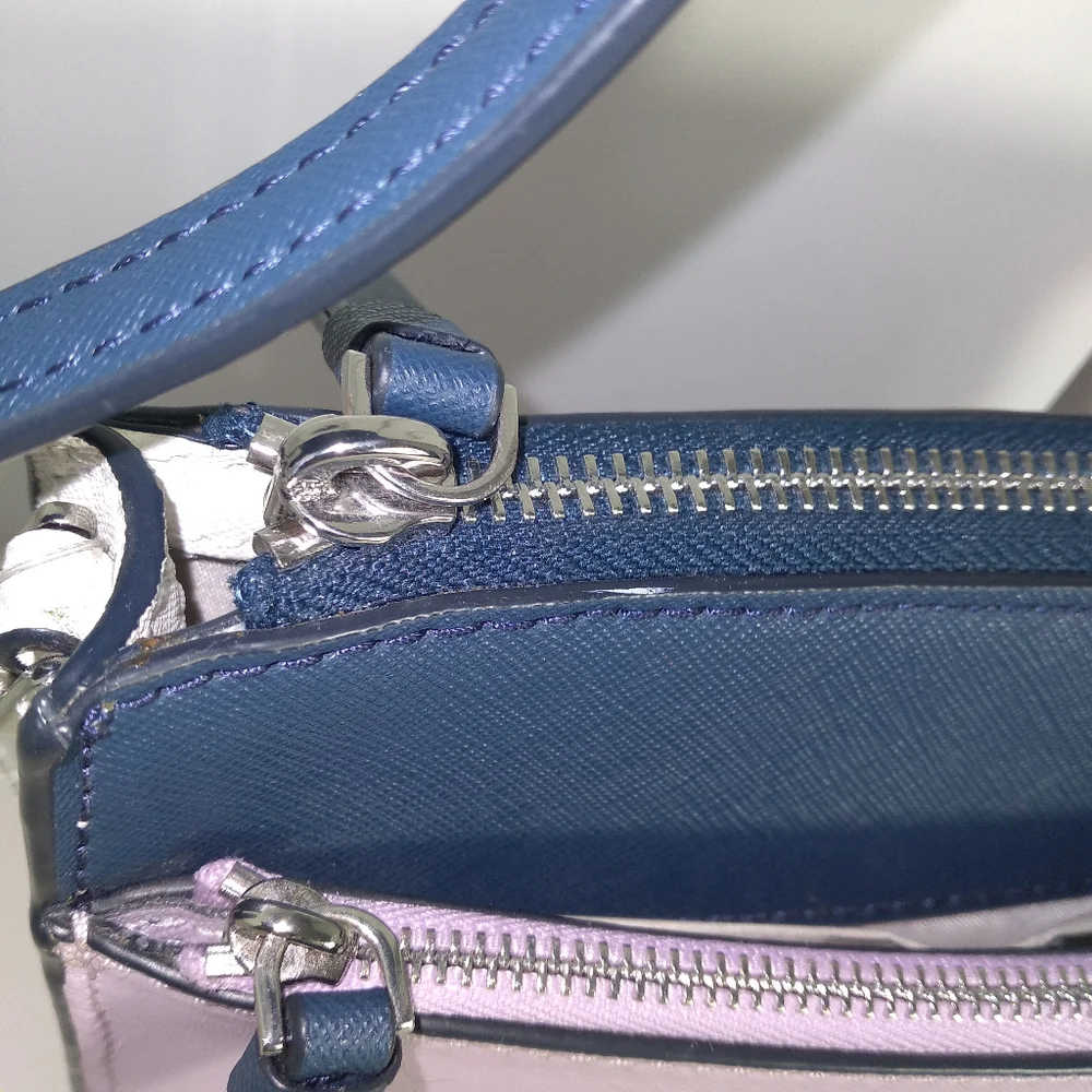 Kate Spade New York Purple/Blue Leather Colorblock Portfolio Crossbody Bag